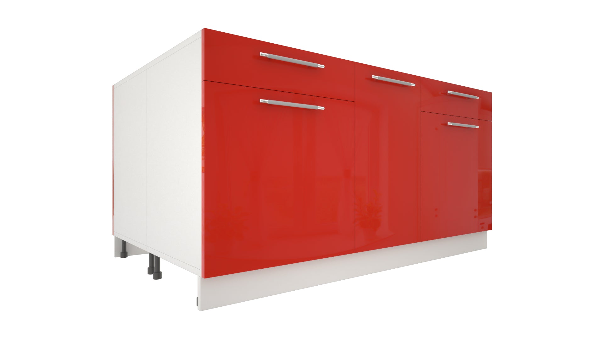 Ilot Central de Cuisine Duo 160 rouge laquée