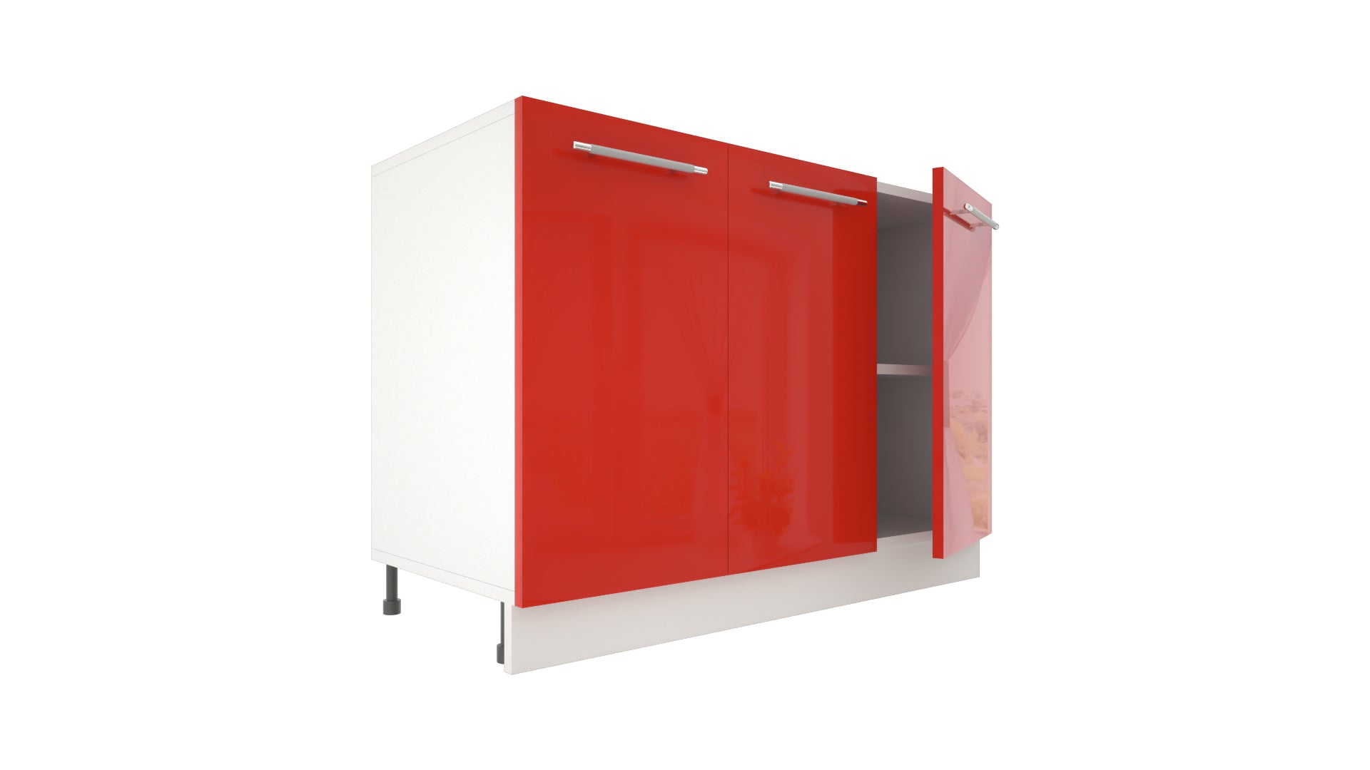 Ilot Central de Cuisine Solo 120 rouge laquée