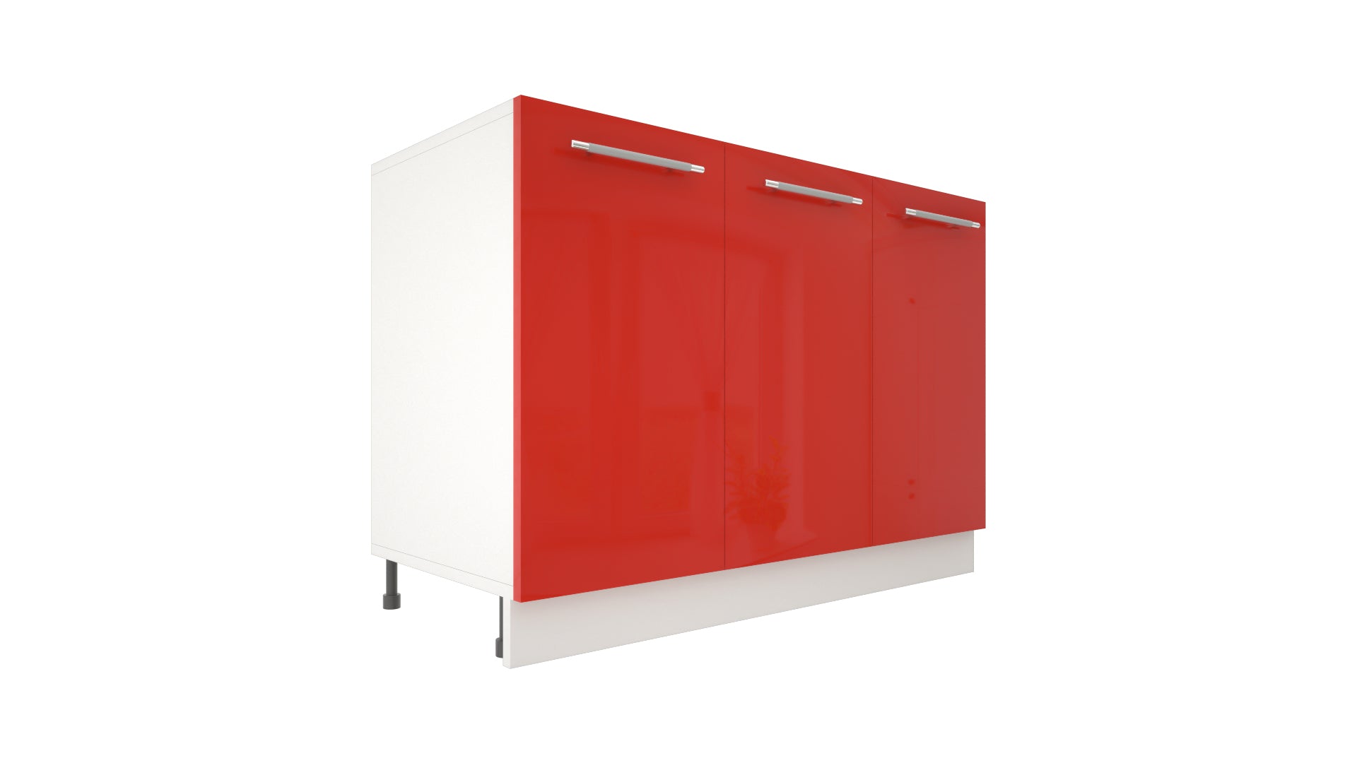 Ilot Central de Cuisine Solo 120 rouge laquée