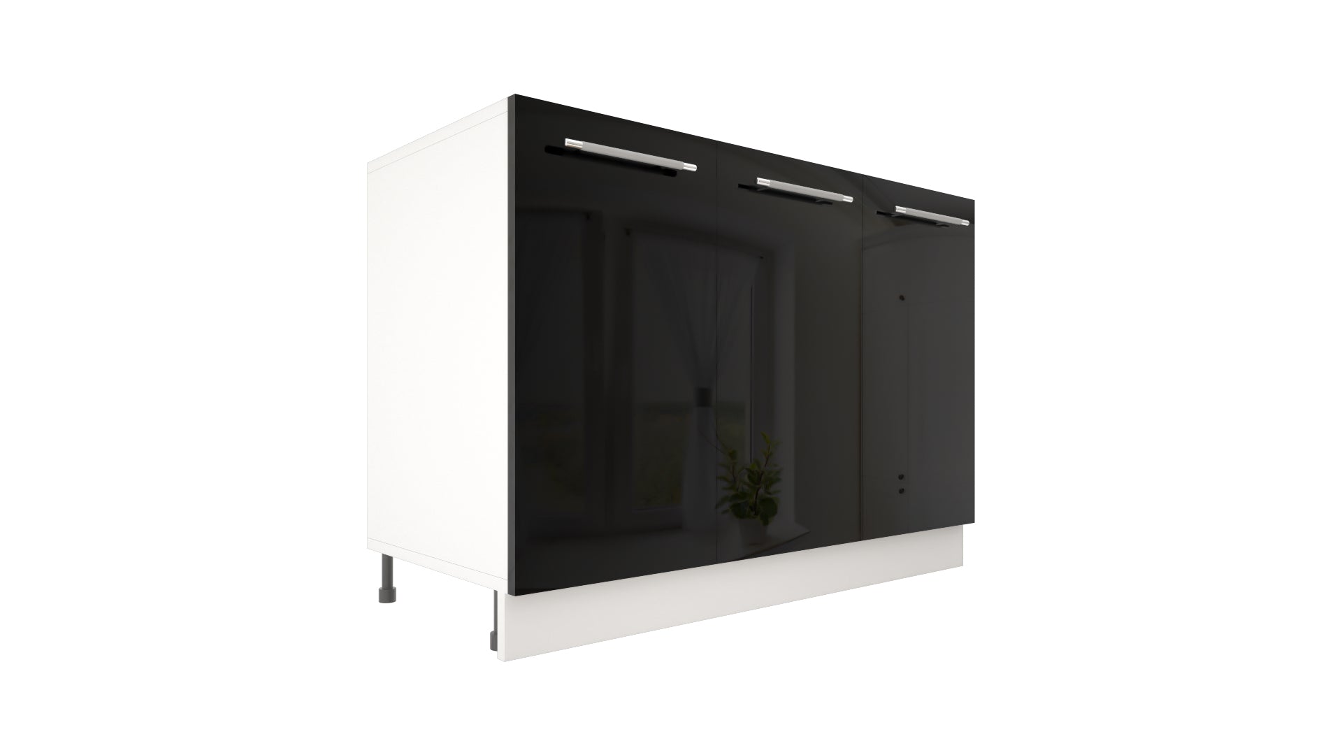 Ilot Central de Cuisine Solo 120 noir laquée