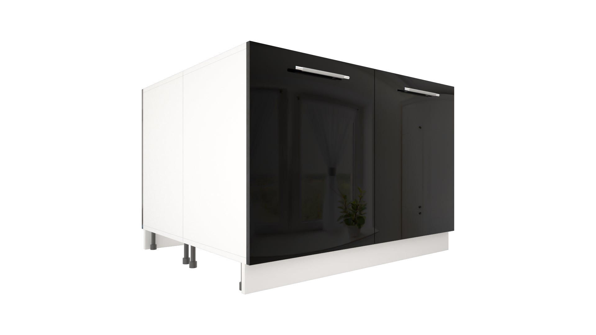 Ilot Central de Cuisine Duo 120 noir laquée
