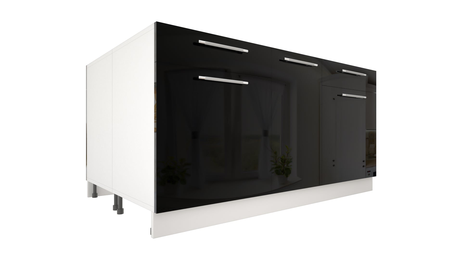 Ilot Central de Cuisine Duo 160 noir laquée