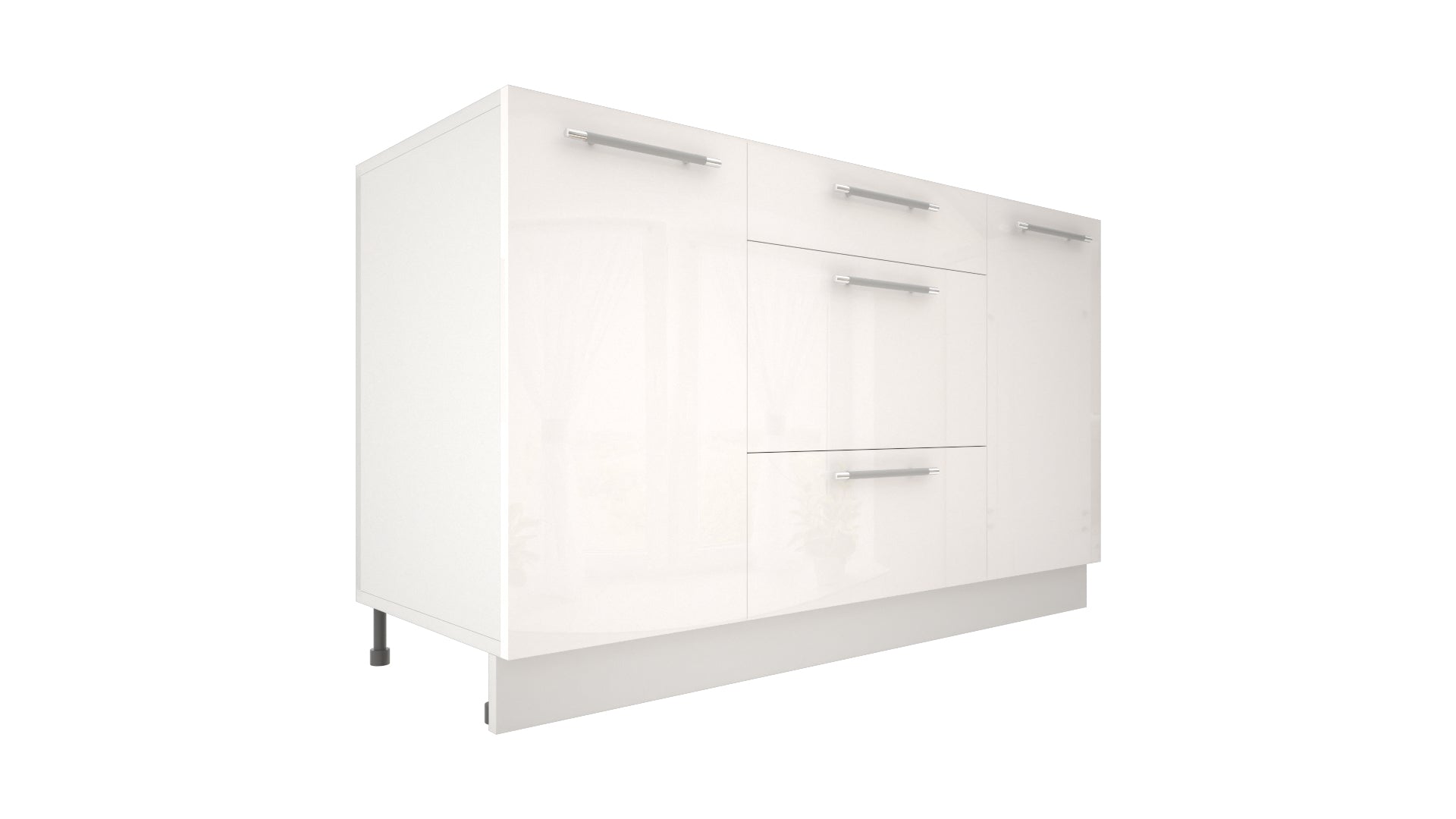 Ilot Central de Cuisine Solo 140 Tiroirs blanc laquée