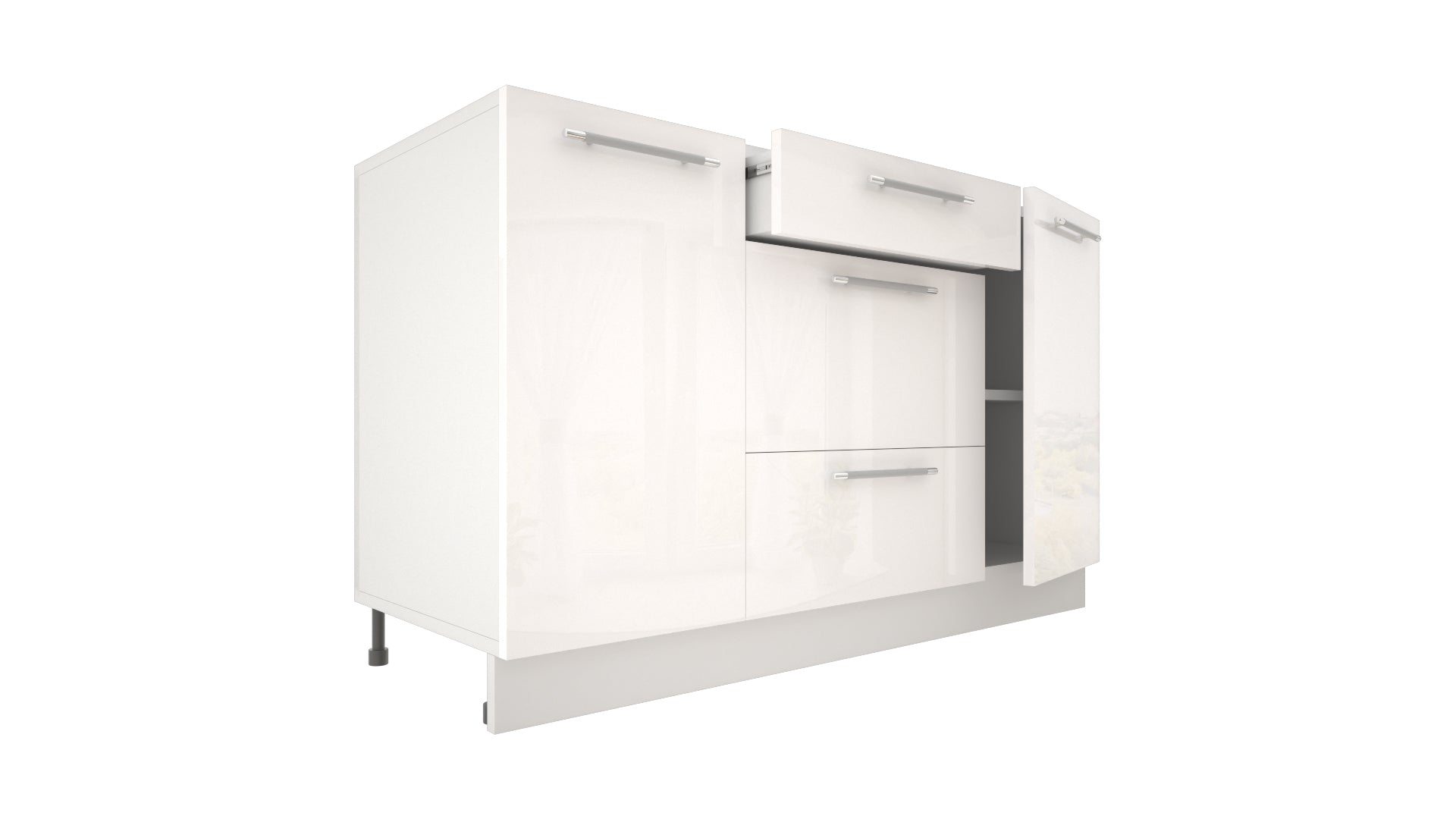 Ilot Central de Cuisine Solo 140 Tiroirs blanc laquée