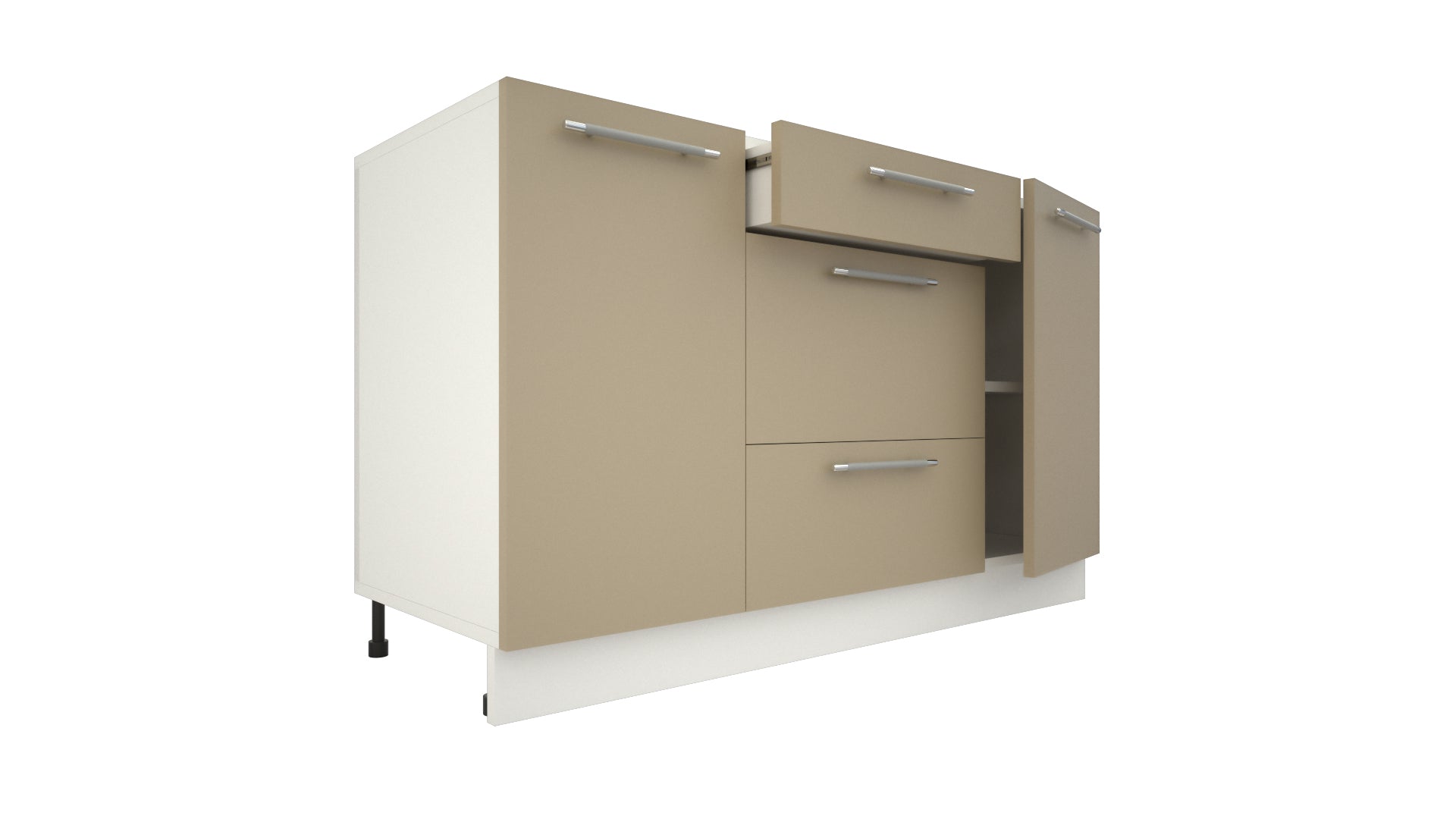 Ilot Central de Cuisine Solo 140 Tiroirs sable mat