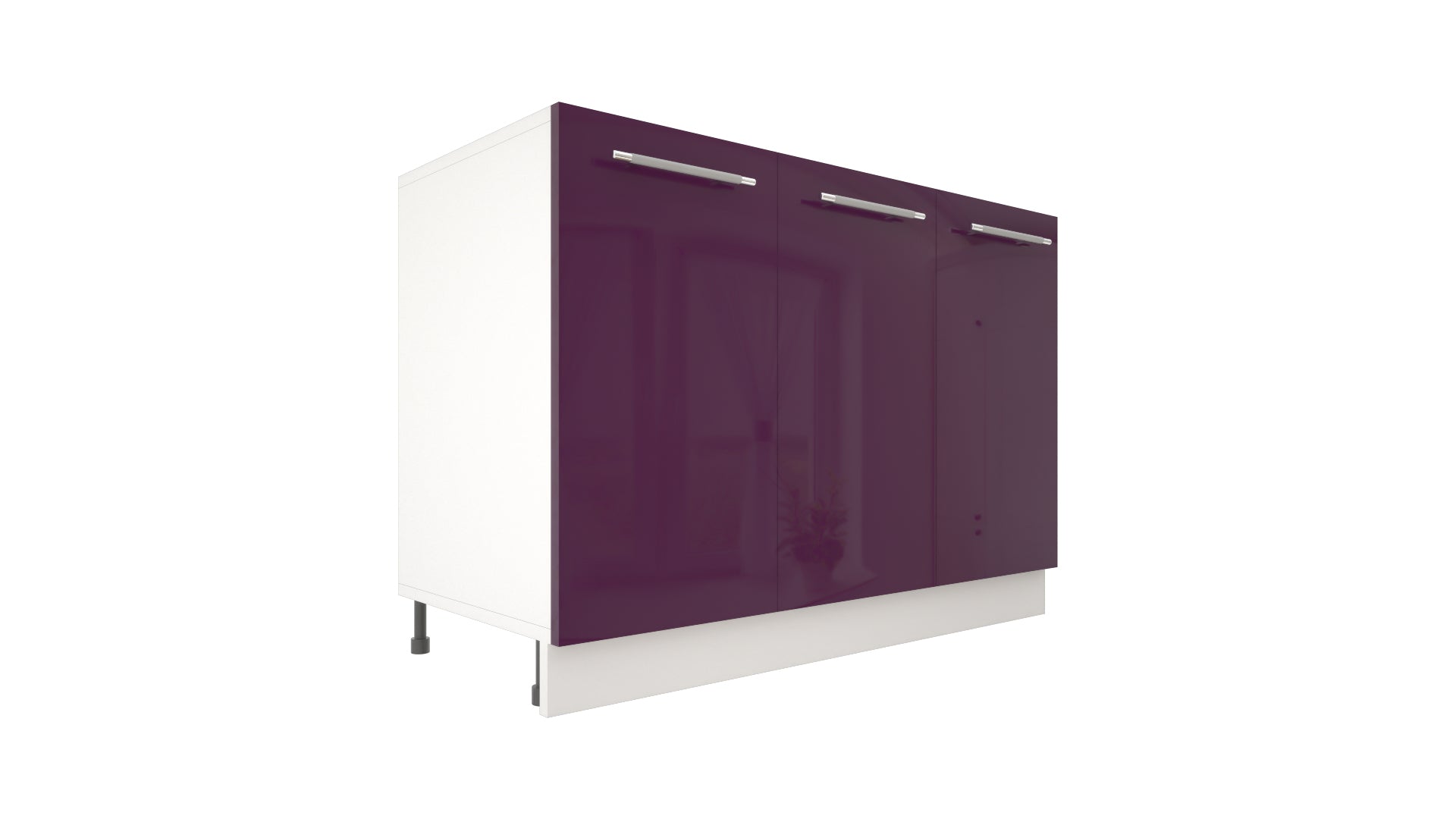 Ilot Central de Cuisine Solo 120 aubergine laquée