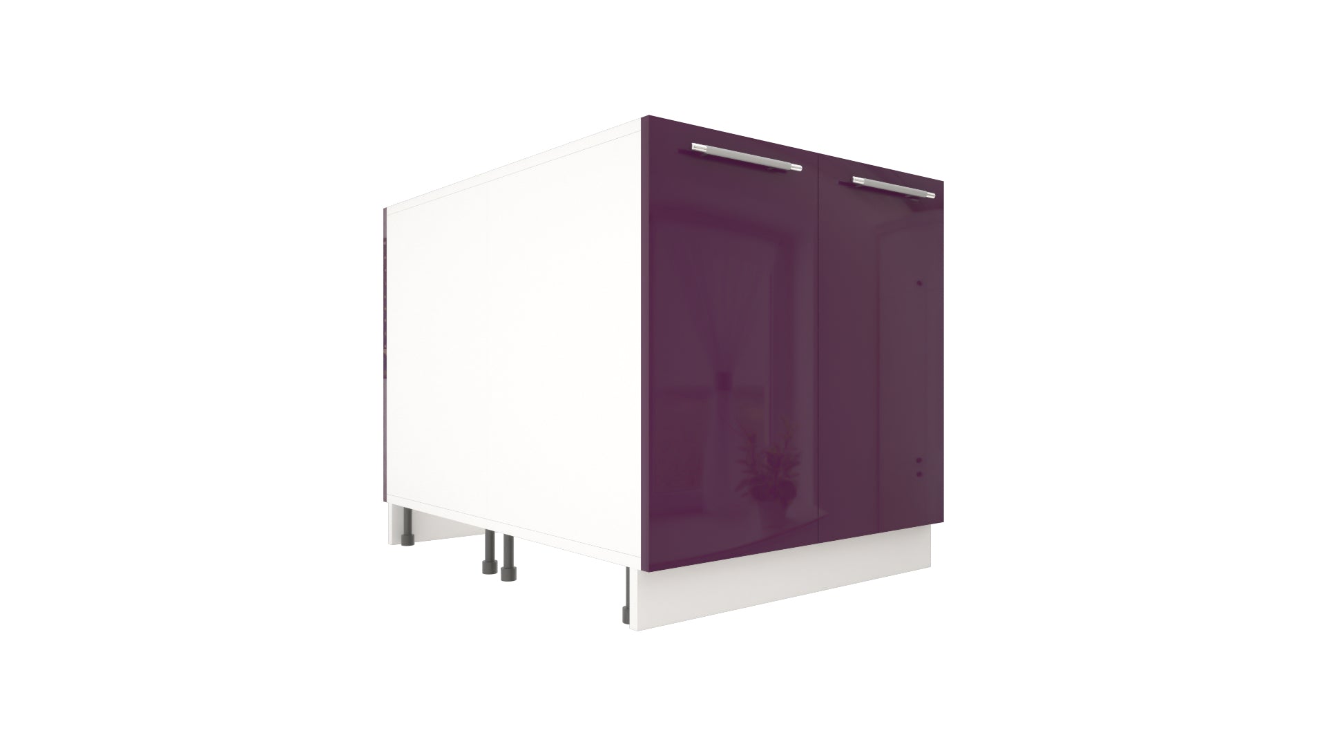 Ilot Central de Cuisine Duo 80 aubergine laquée