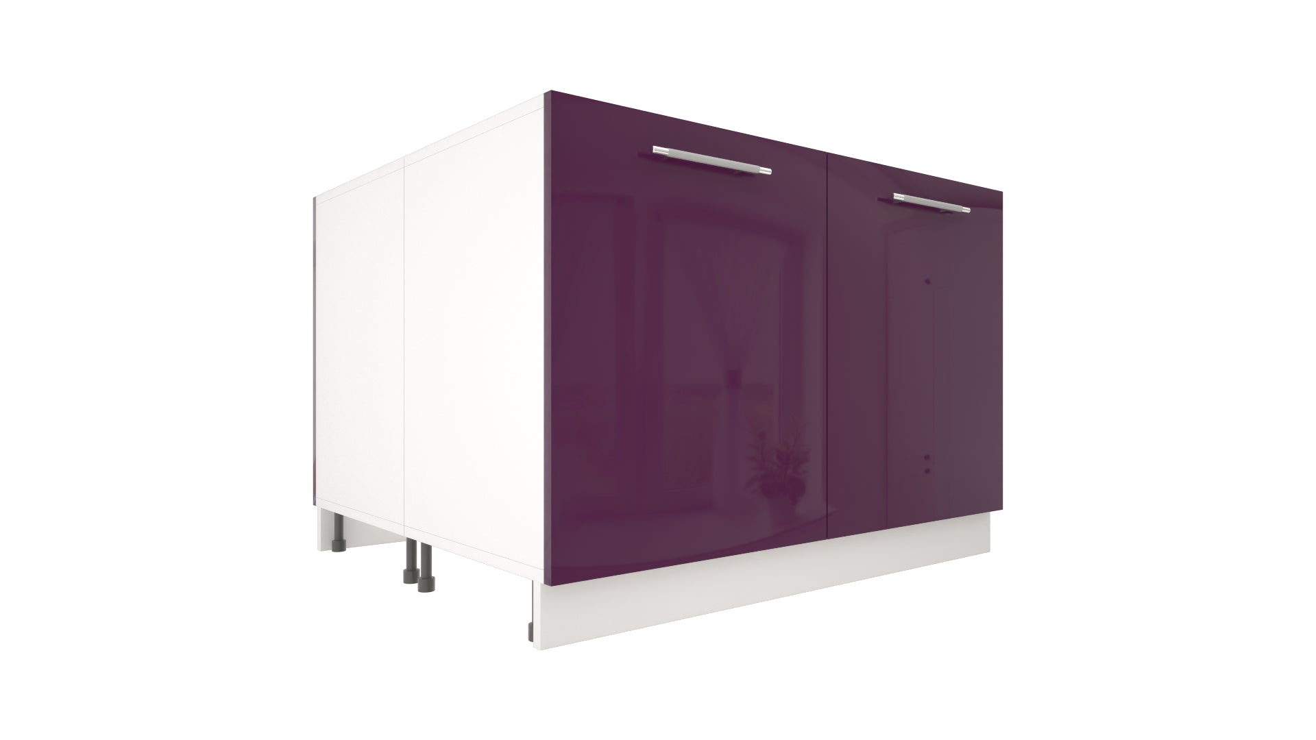 Ilot Central de Cuisine Duo 120 aubergine laquée