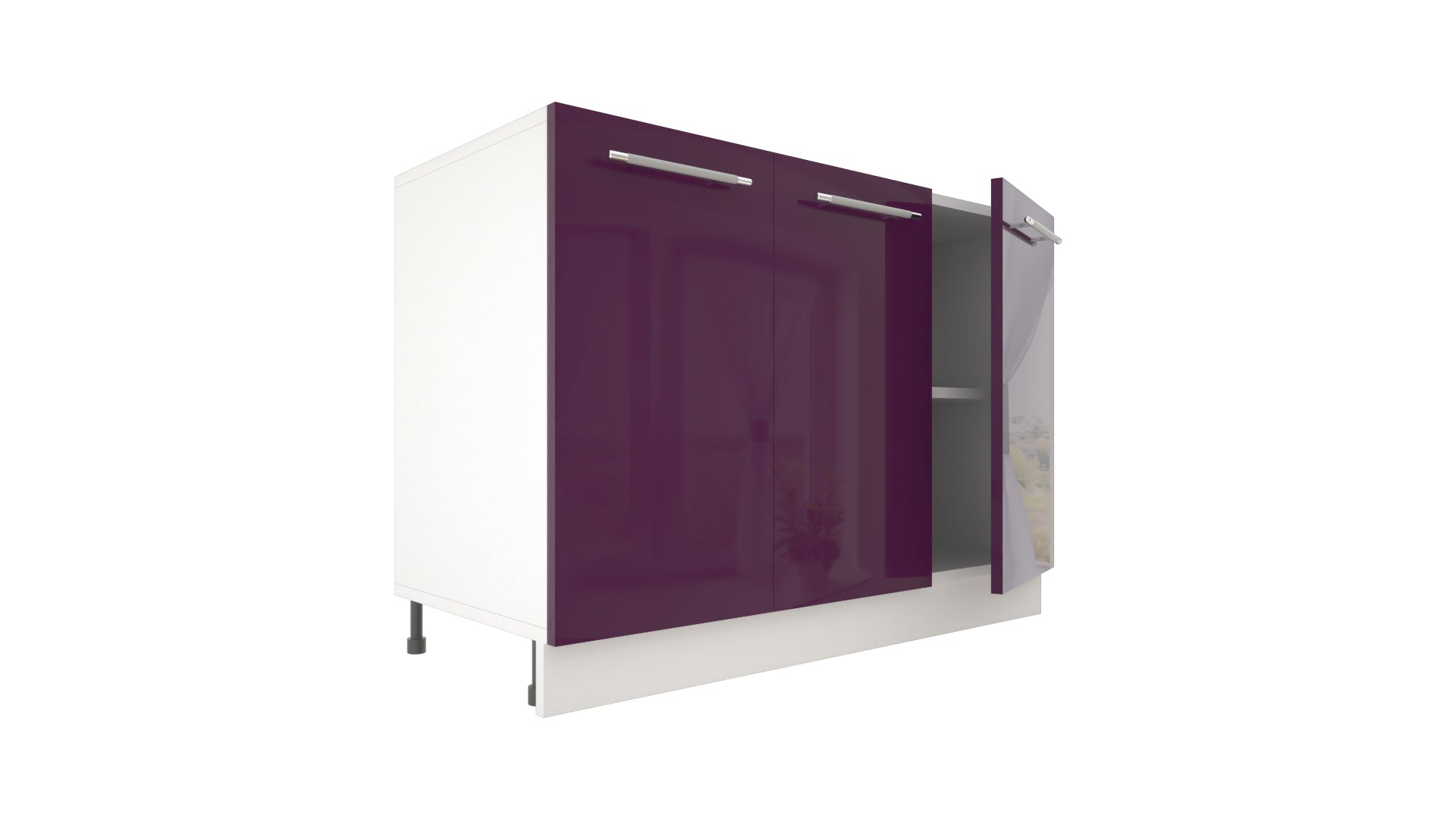 Ilot Central de Cuisine Solo 120 aubergine laquée