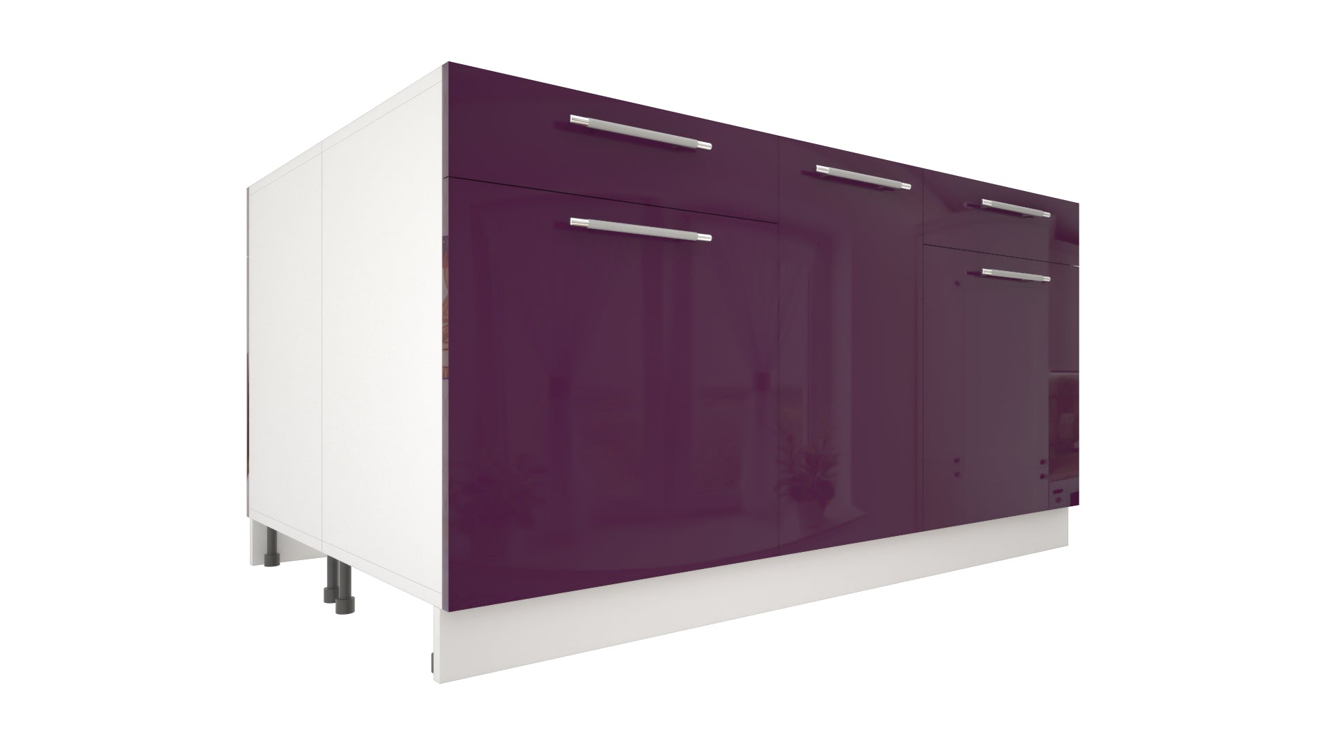 Ilot Central de Cuisine Duo 160 aubergine laquée