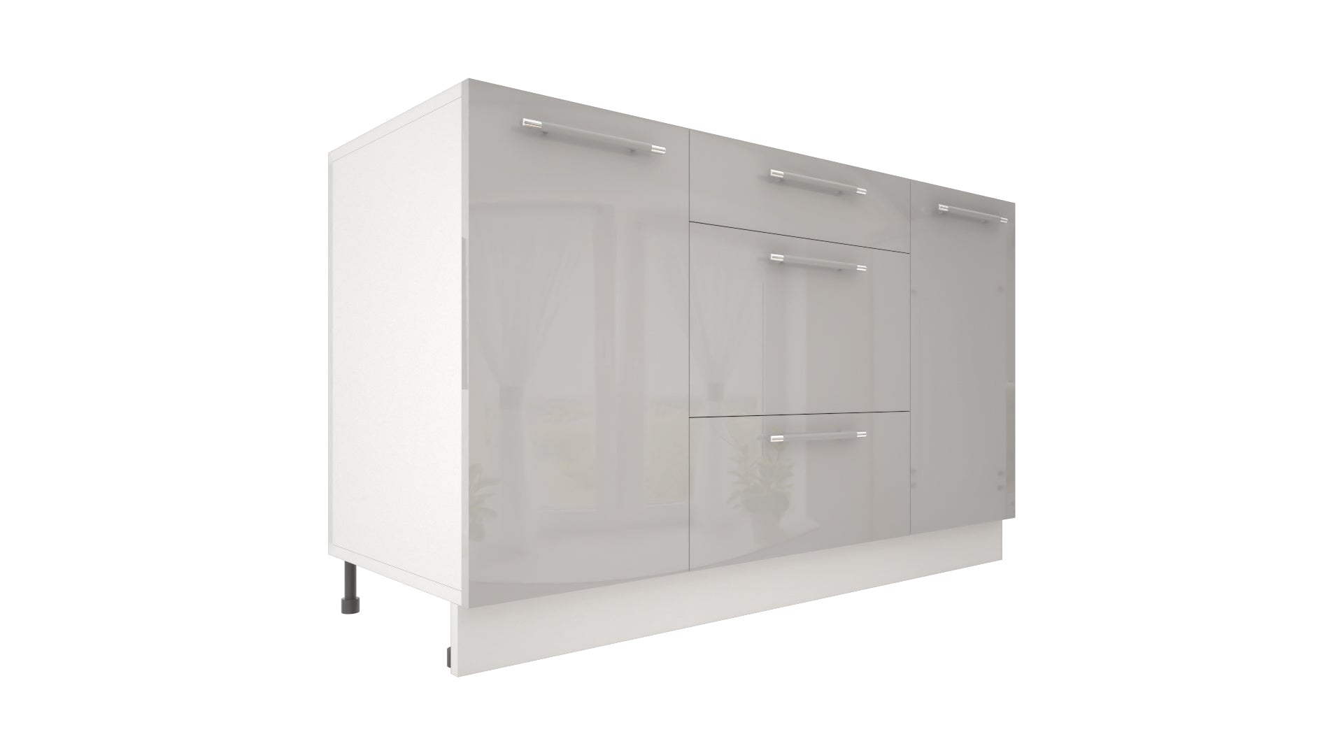 Ilot Central de Cuisine Solo 140 Tiroirs gris laquée