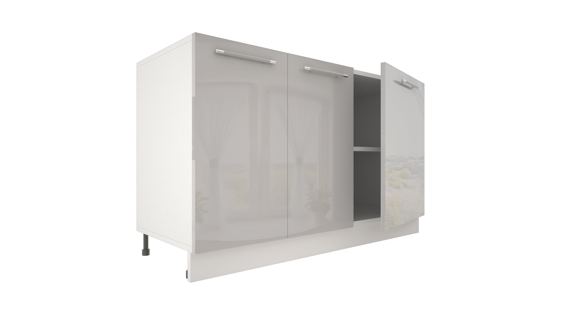 Ilot Central de Cuisine Solo 140 gris laquée