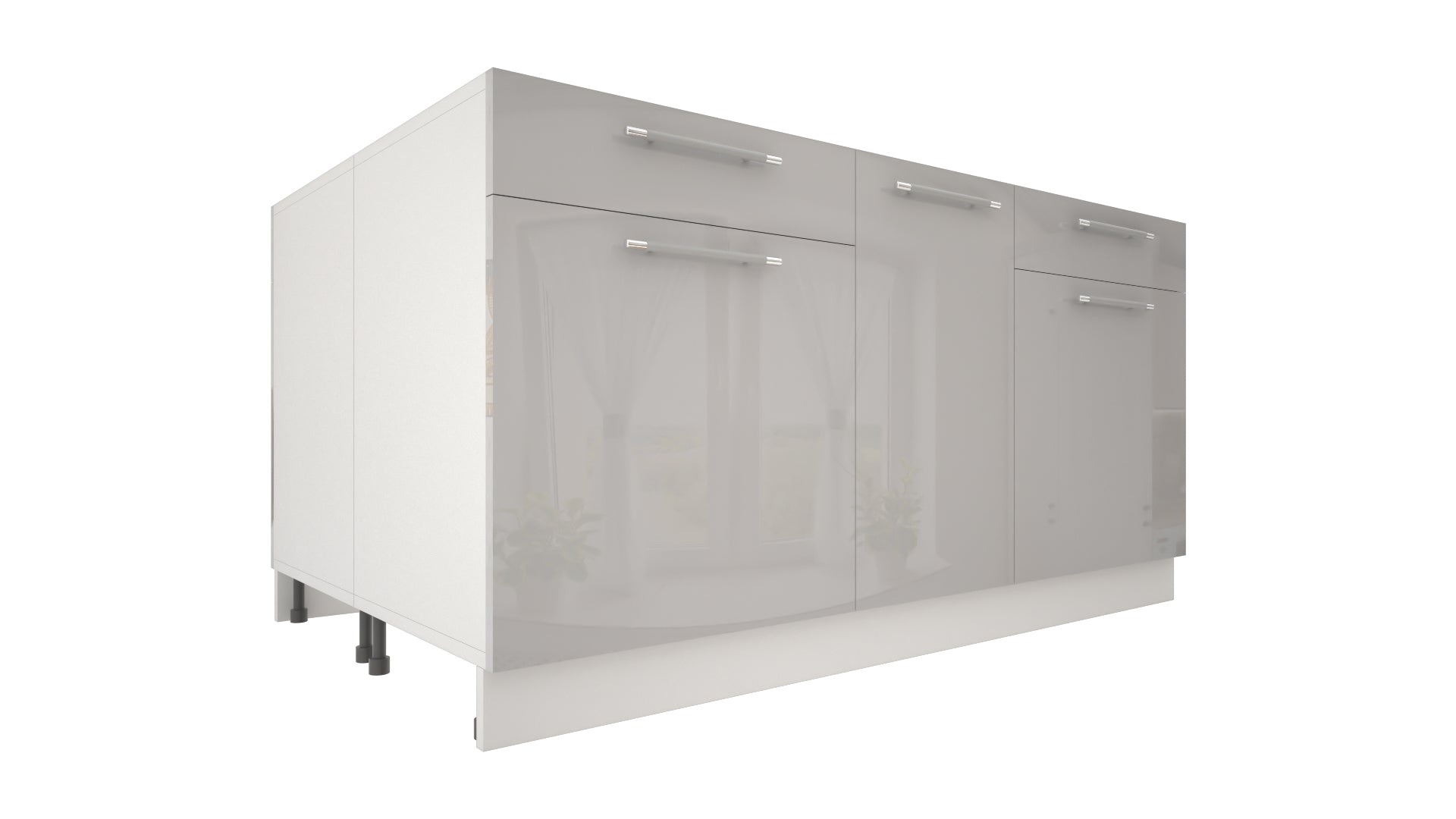 Ilot Central de Cuisine Duo 160 gris laquée