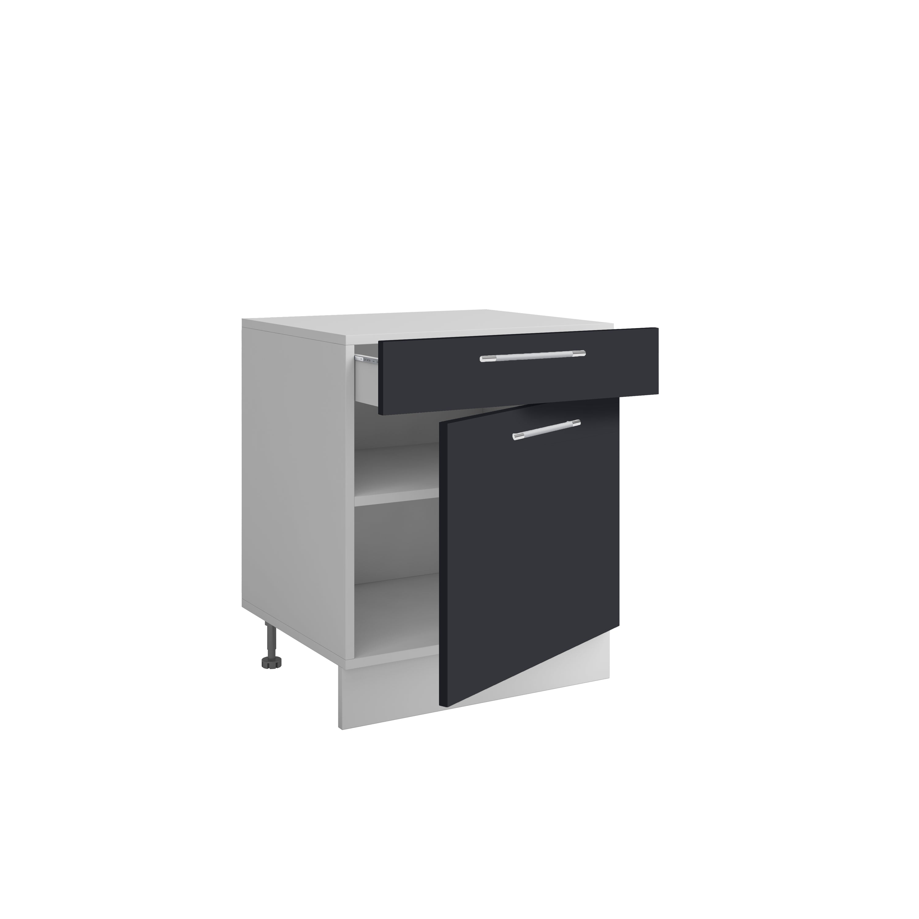 Bas L60xH72 gris anthracite - 1 porte 1 tiroir coulissant ( Partie haut non couvert )