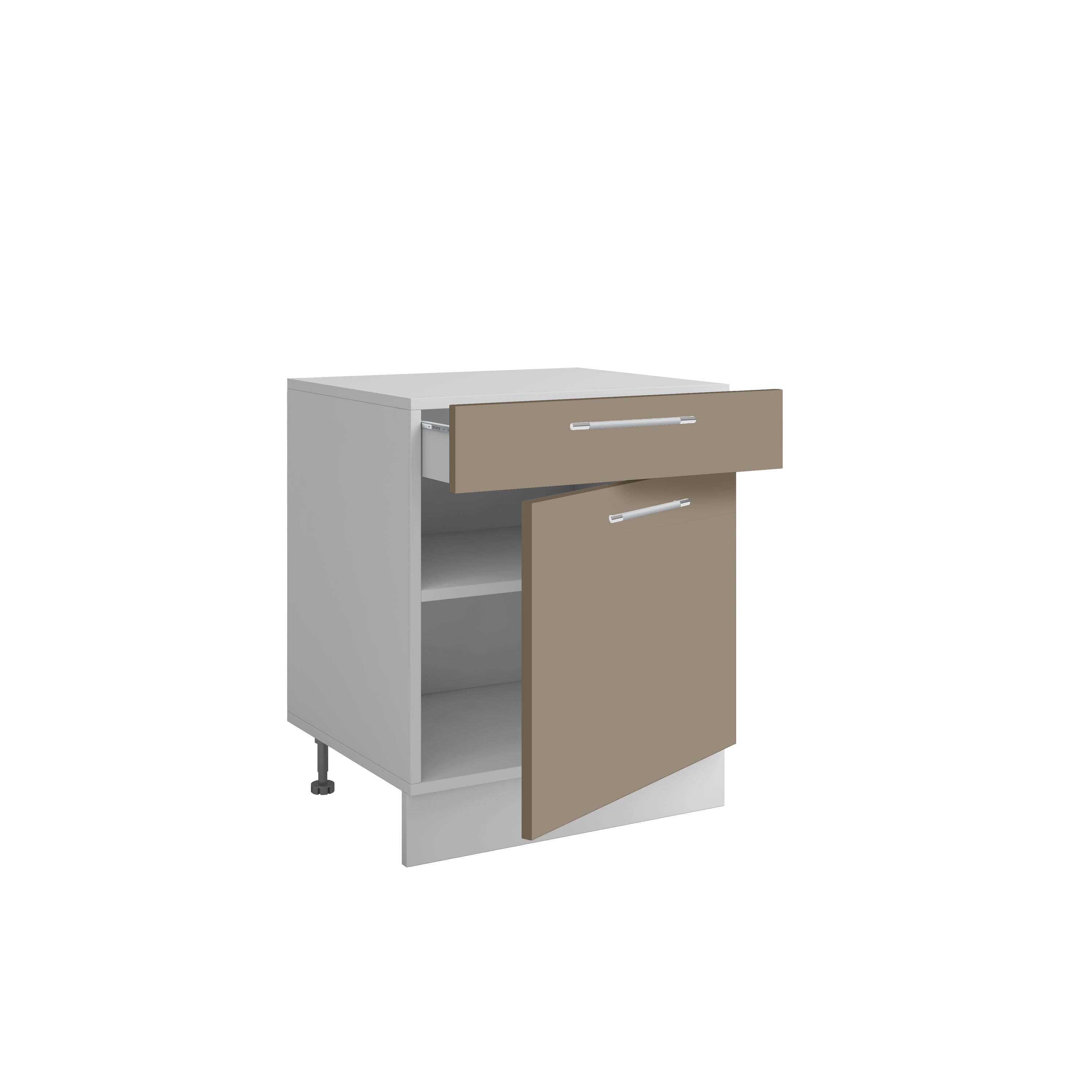 Bas L60xH72 sable mat - 1 porte 1 tiroir coulissant ( Partie haut non couvert )