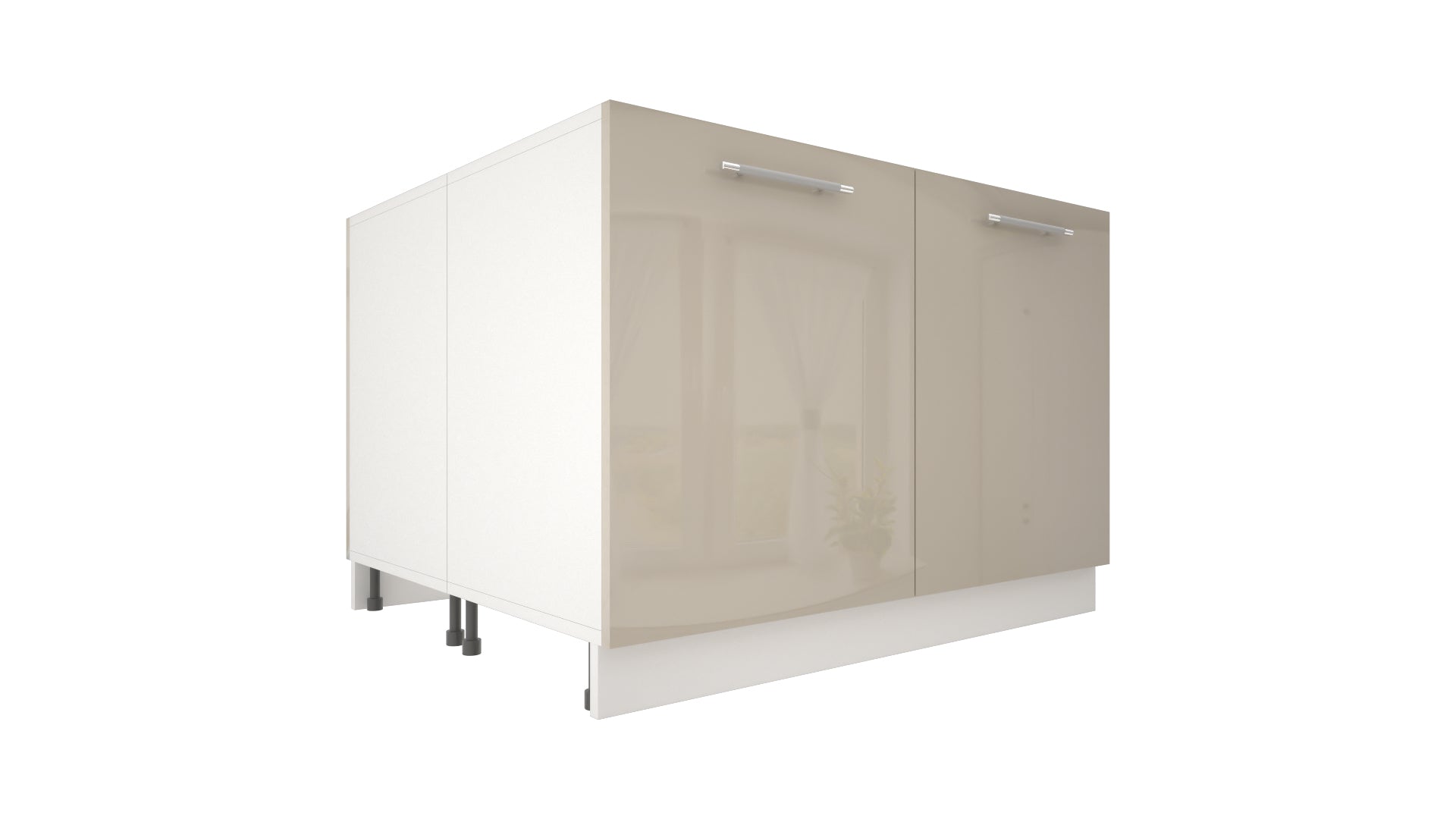 Ilot Central de Cuisine Duo 120 beige laquée