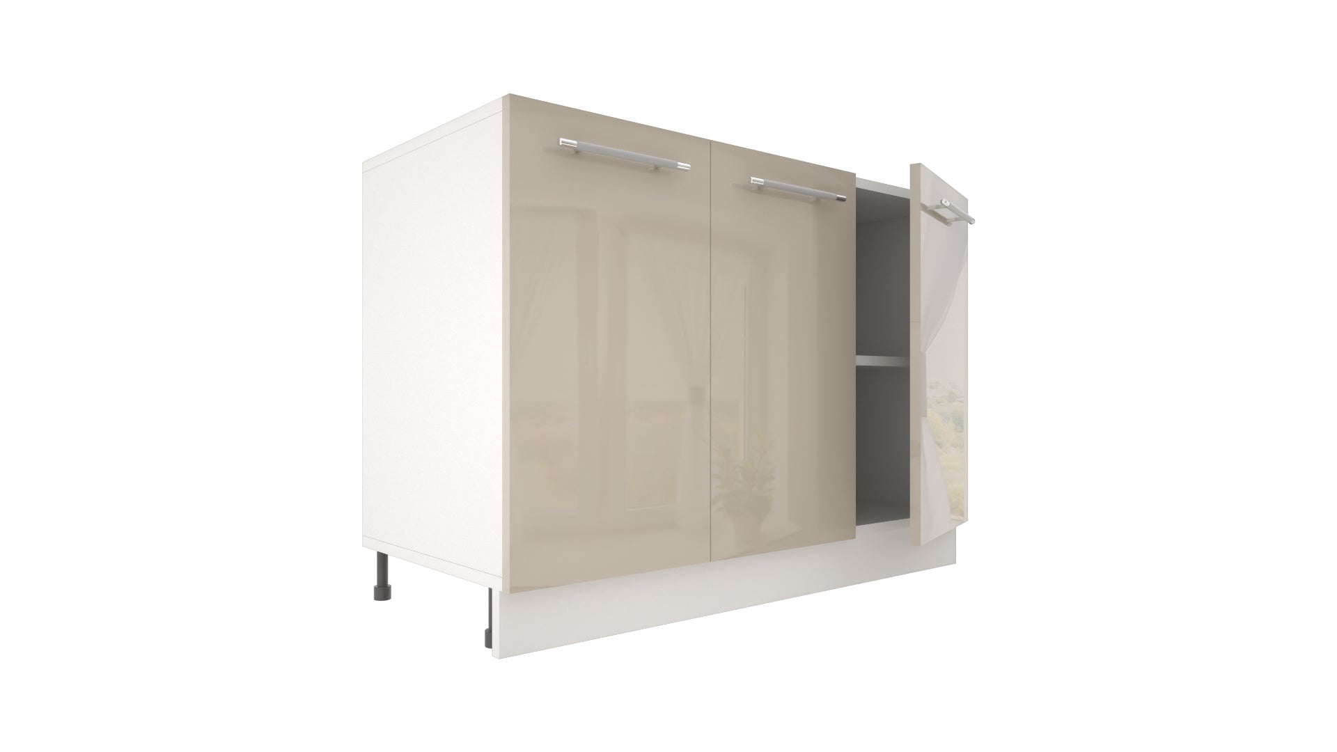 Ilot Central de Cuisine Solo 120 beige laquée