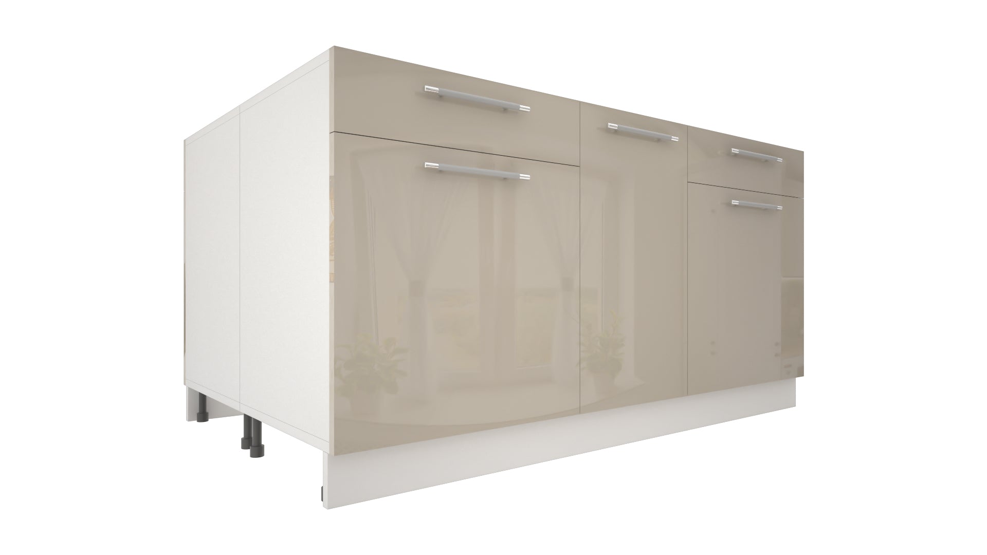 Ilot Central de Cuisine Duo 160 beige laquée