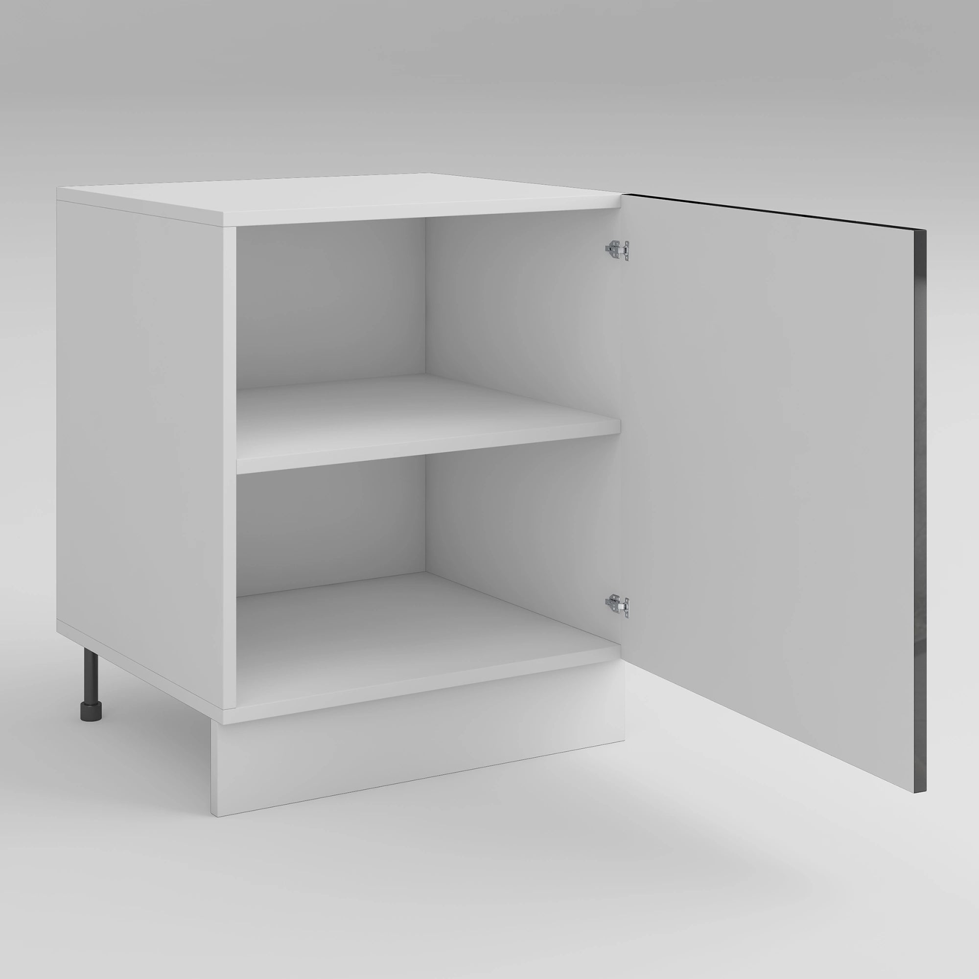 Meuble de cuisine sous évier ouvert gris laqué 1 porte 2 étagères L 60 x H 72 cm