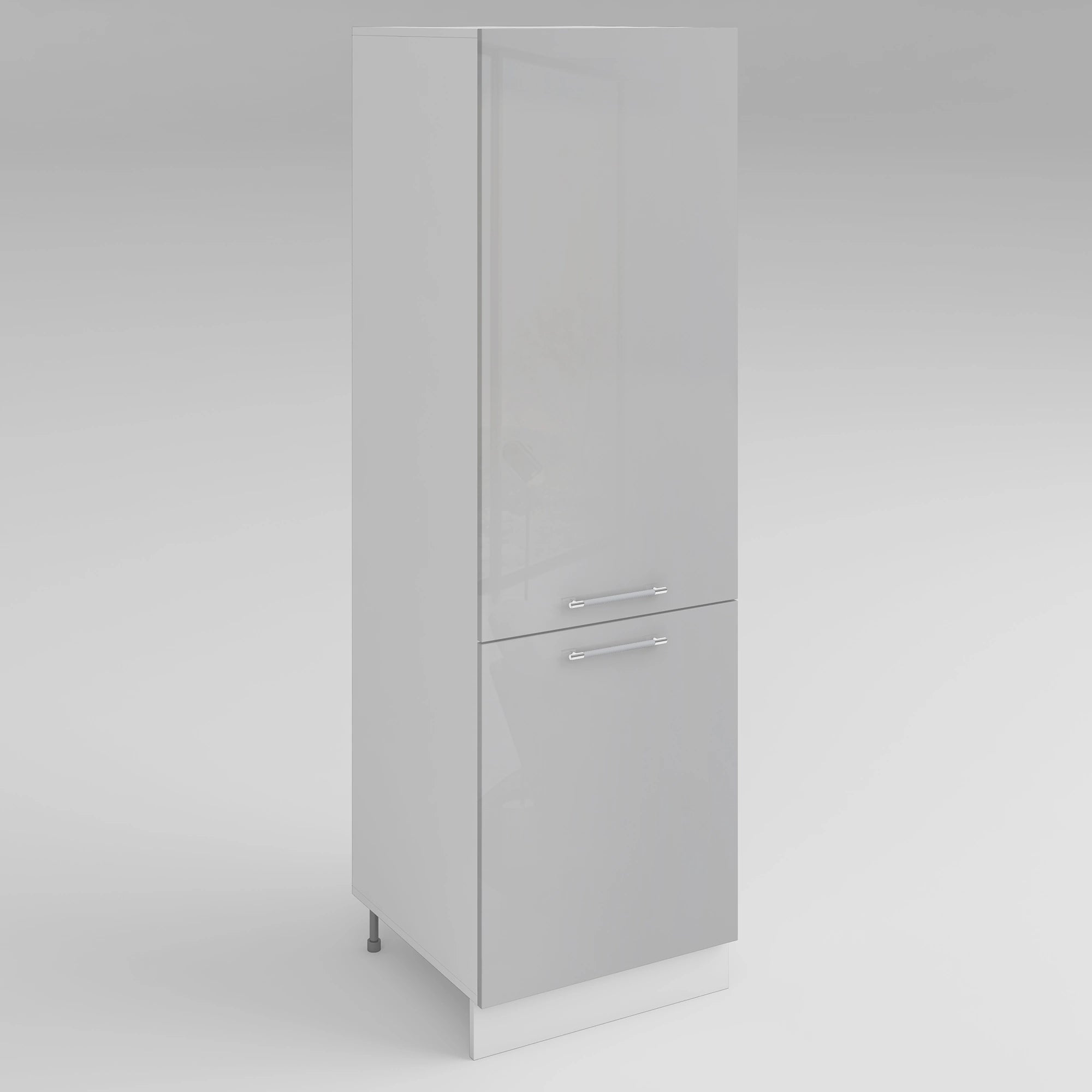 Meuble de cuisine colonne de frigo gris laqué 2 portes L 60 x H