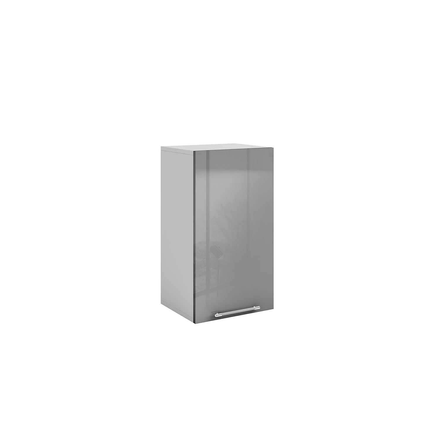 Meuble de cuisine haut gris laqué 1 porte 2 étagères L 40 x H 72 cm