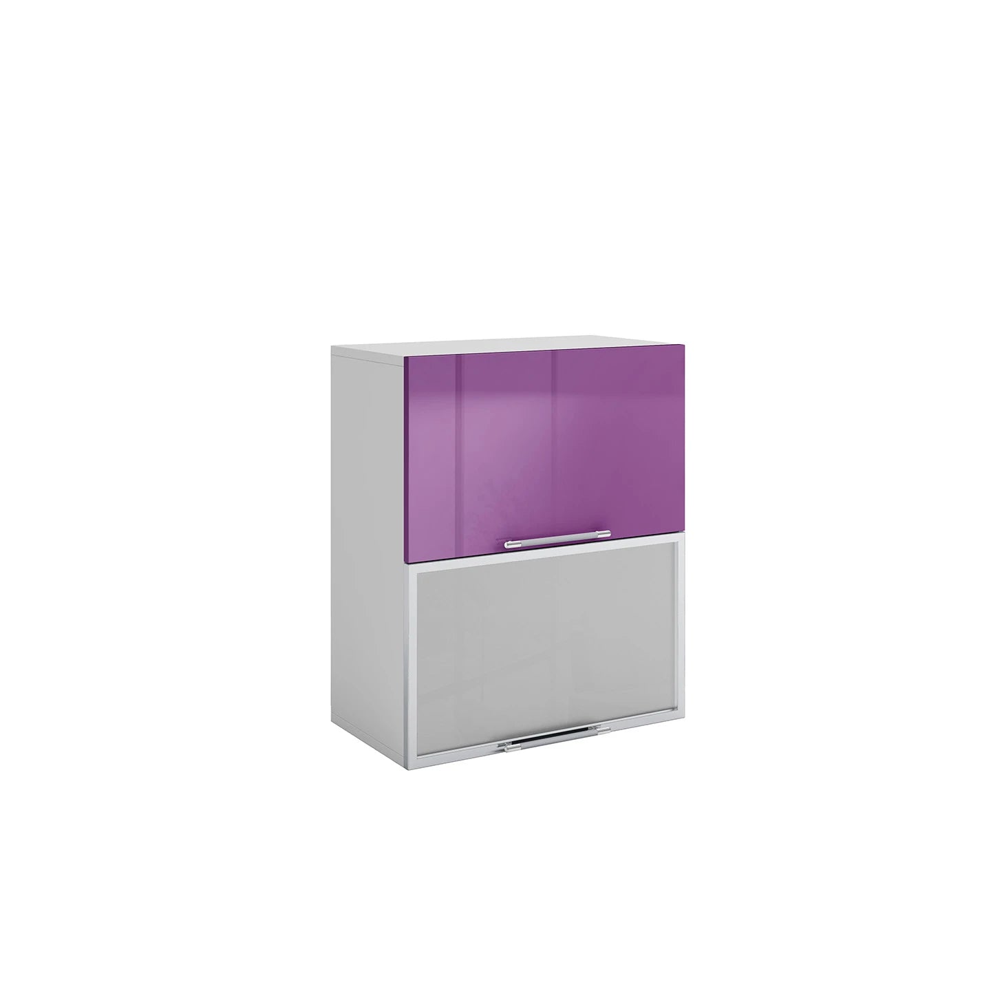 Meuble de cuisine haut vitré aubergine laqué 2 portes 2 étagères L 60 x H 72 cm