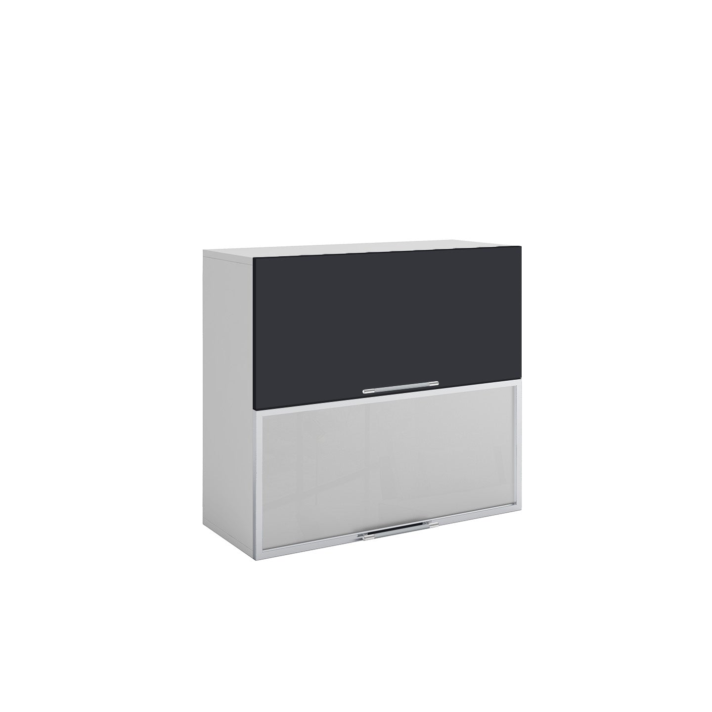 Meuble de cuisine haut vitré gris anthracite 2 portes 1 étagère L 80 x H 72 cm