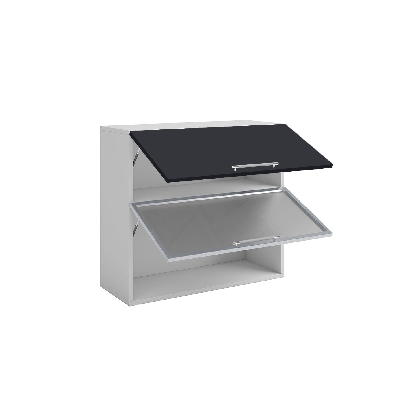 Meuble de cuisine haut vitré gris anthracite 2 portes 1 étagère L 80 x H 72 cm