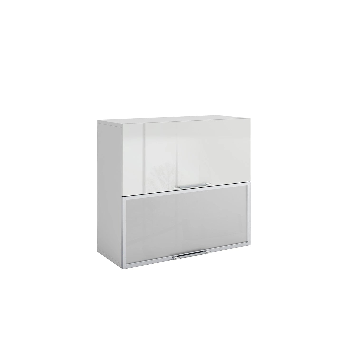Meuble de cuisine haut vitré blanc laqué 2 portes 1 étagère L 80 x H 72 cm