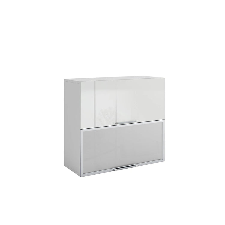 Meuble de cuisine haut vitré taupe laqué