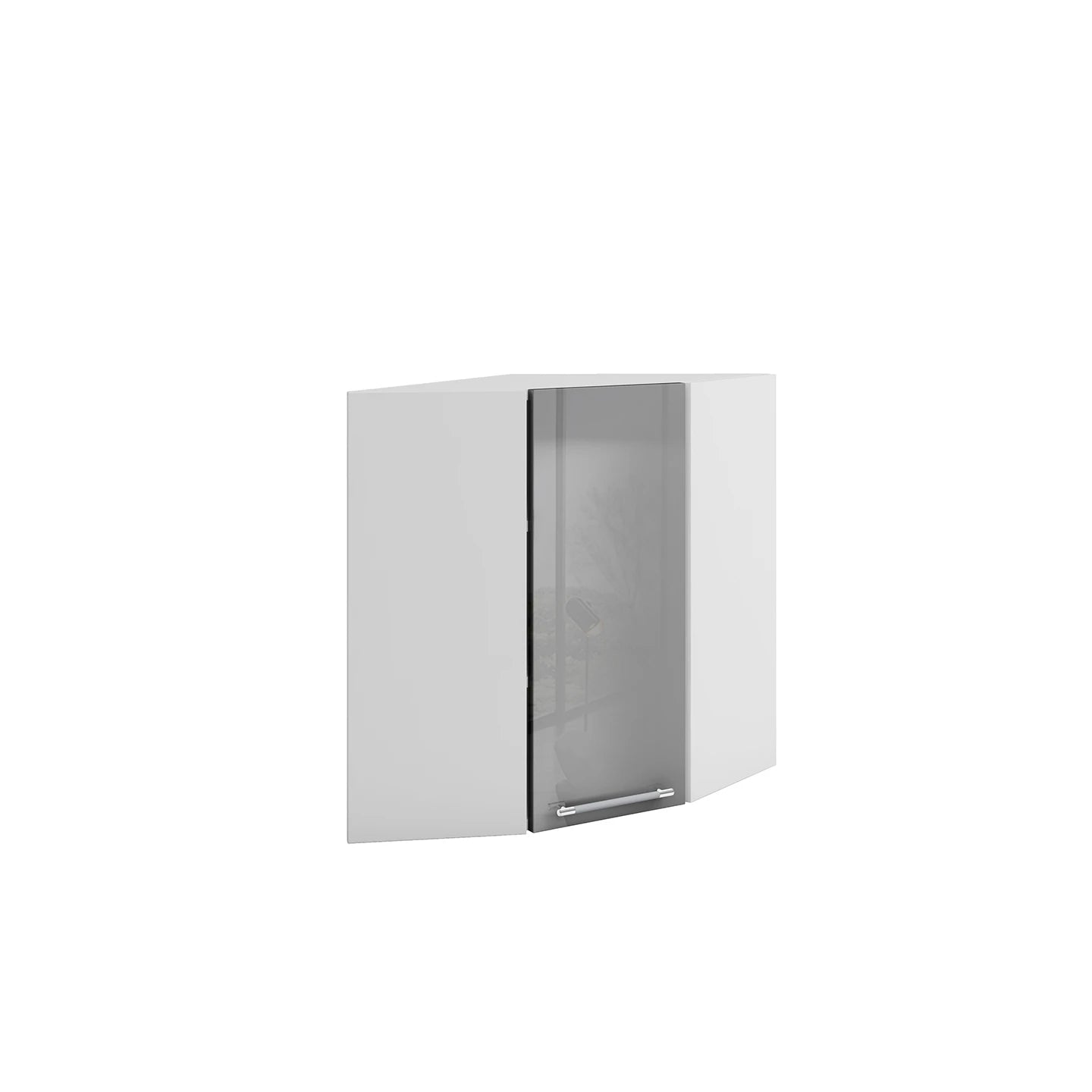 Meuble de cuisine haut d'angle gris laqué 1 porte 2 étagères L 60 x 60 x H 72 cm