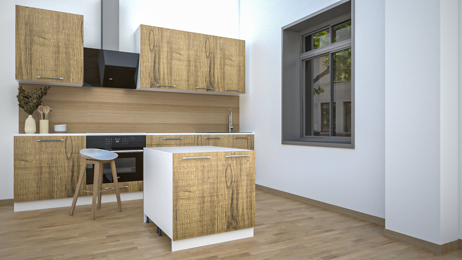 Ilot Central de Cuisine Duo 80 bois clair