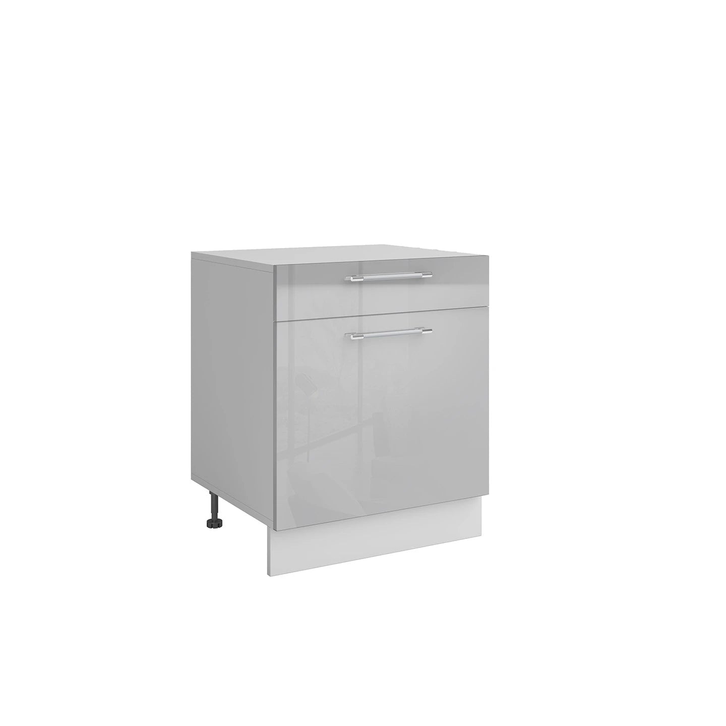Bas L60xH72 gris laqué - 1 porte 1 tiroir coulissant  ( Partie haut non couvert )