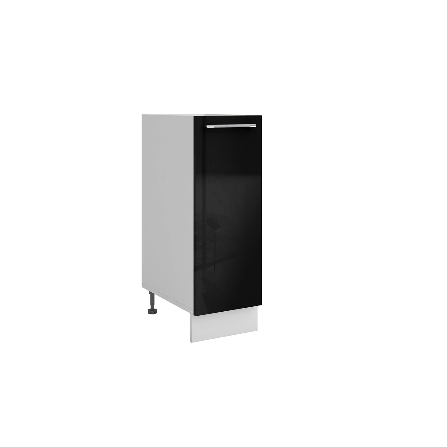 Meuble bas de cuisine panier coulissant Inox noir laqué 1 porte L 30 x H 72 cm