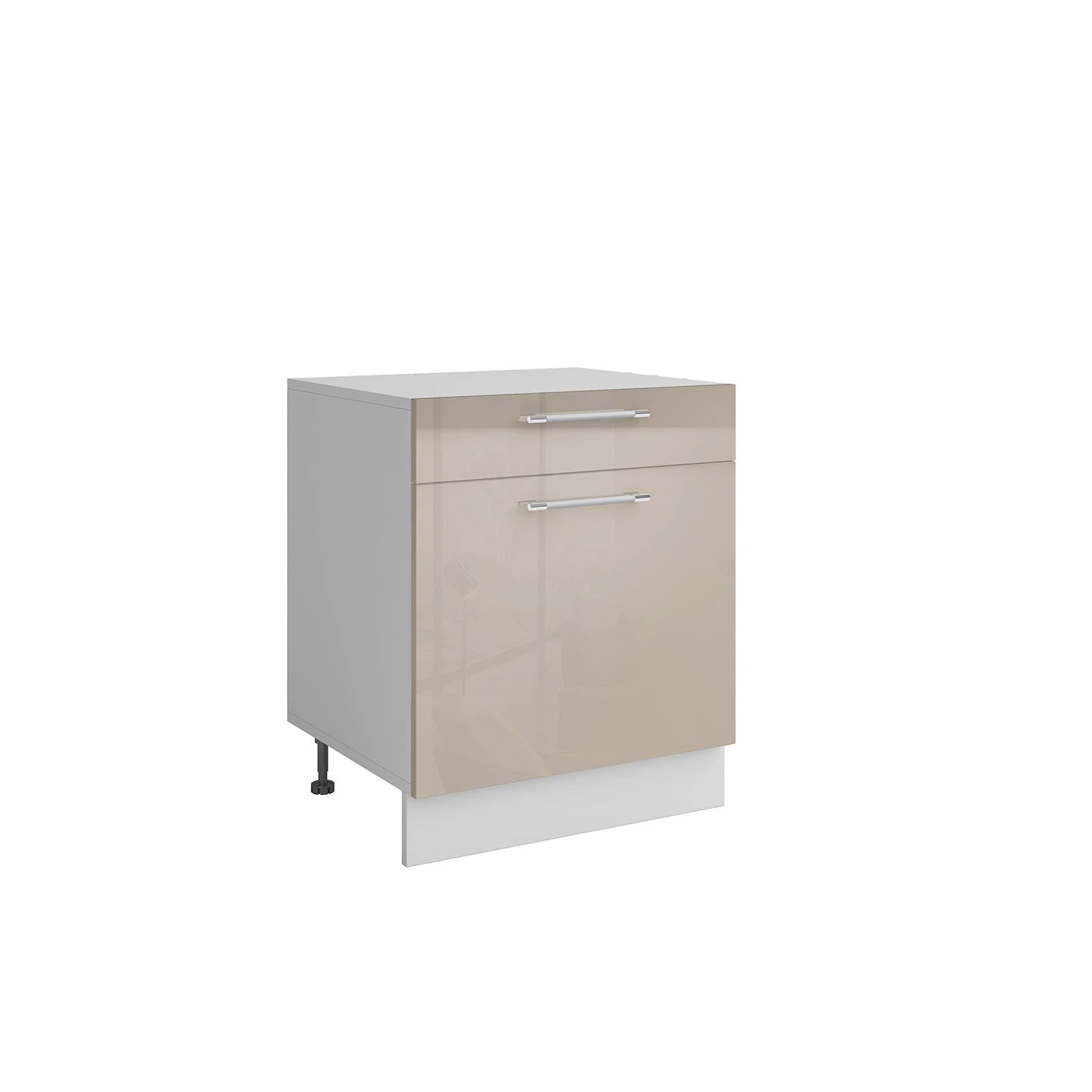 Bas L60xH72 taupe laqué - 1 porte 1 tiroir coulissant  ( Partie haut non couvert )