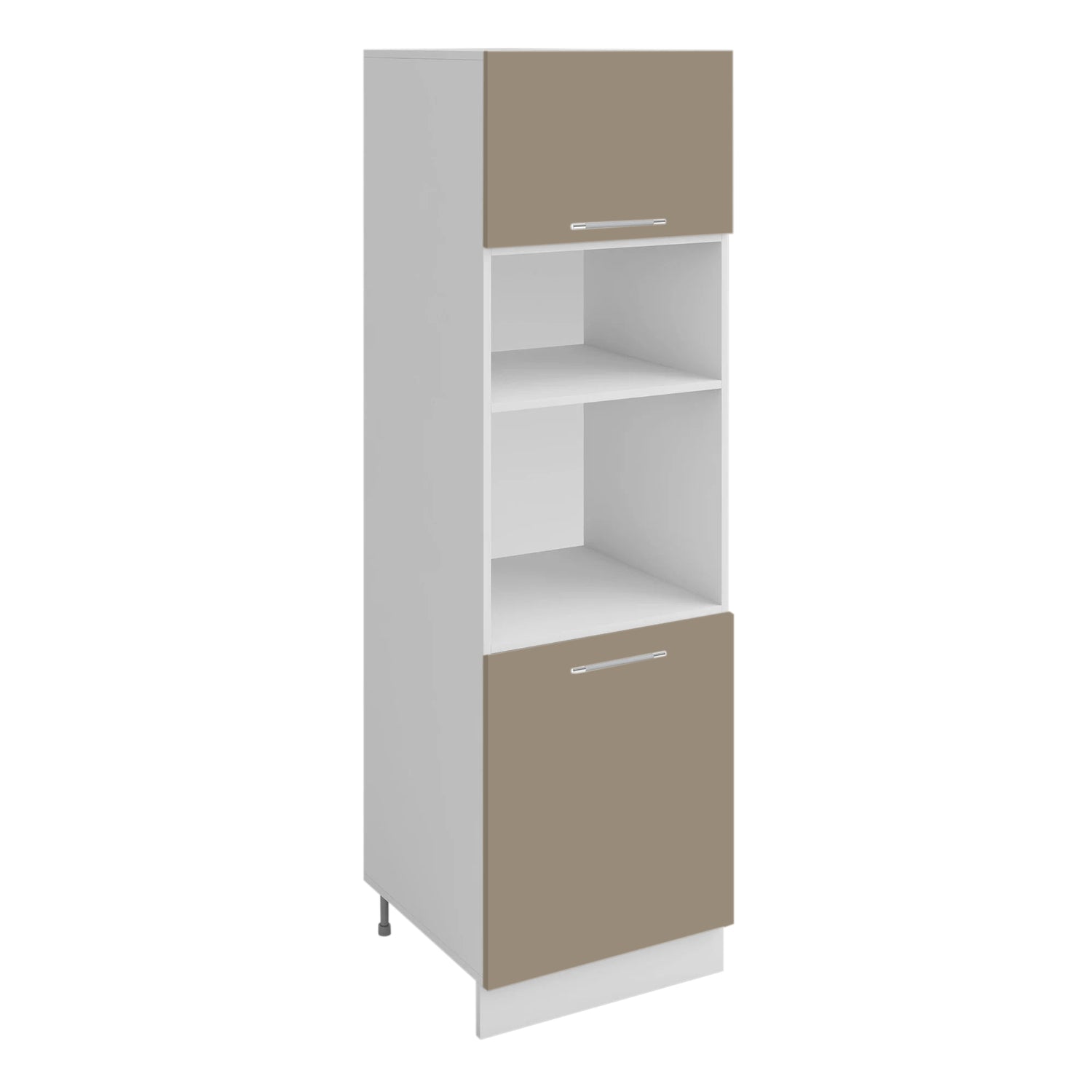 Meuble de cuisine colonne de four - micro-ondes sable mat 2 portes L 60 x H 200 cm