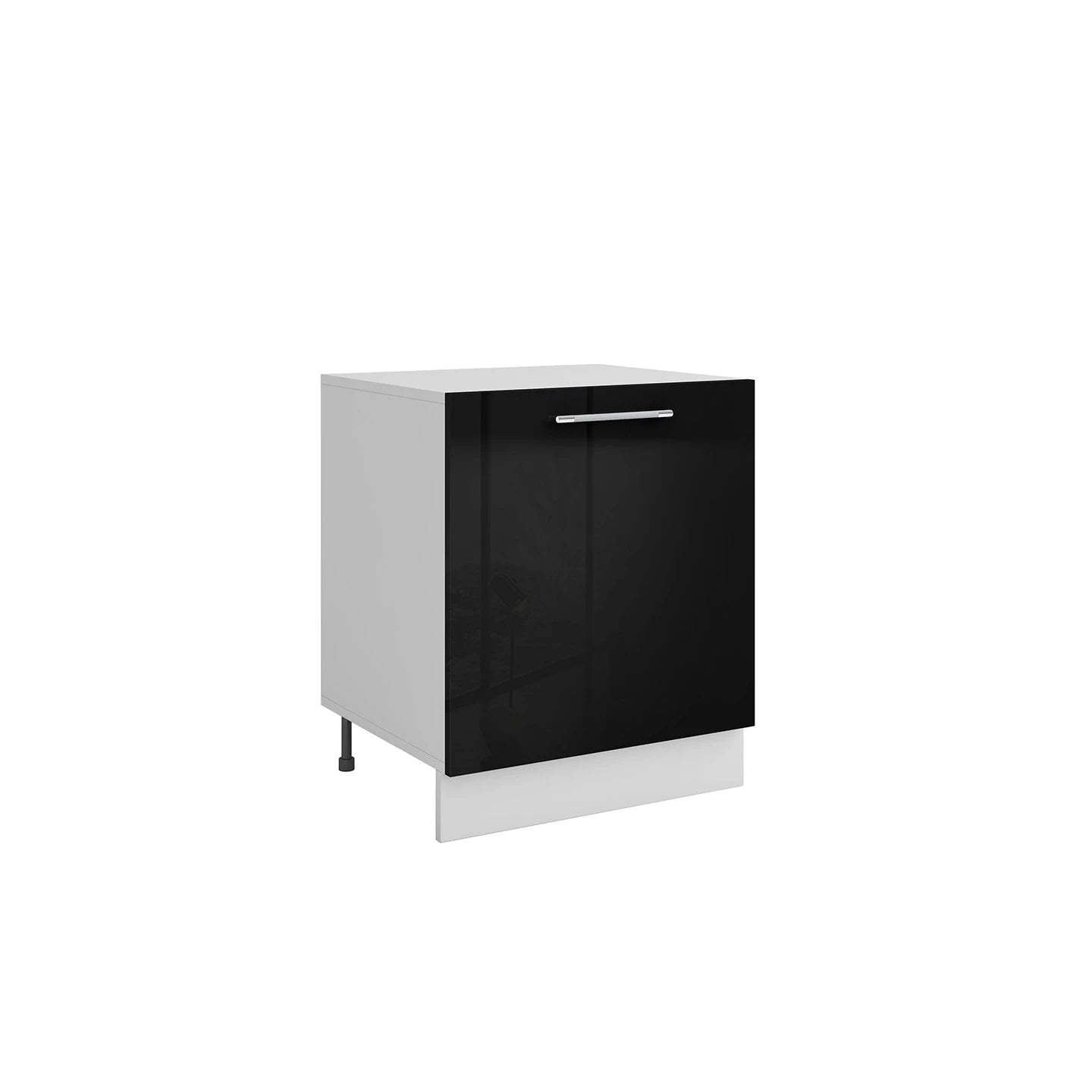 Meuble de cuisine sous évier noir laqué 1 porte L 60 x H 72 cm ( Partie haut non couvert )
