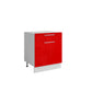 Bas L60xH72 rouge laqué - 1 porte 1 tiroir coulissant  ( Partie haut non couvert )