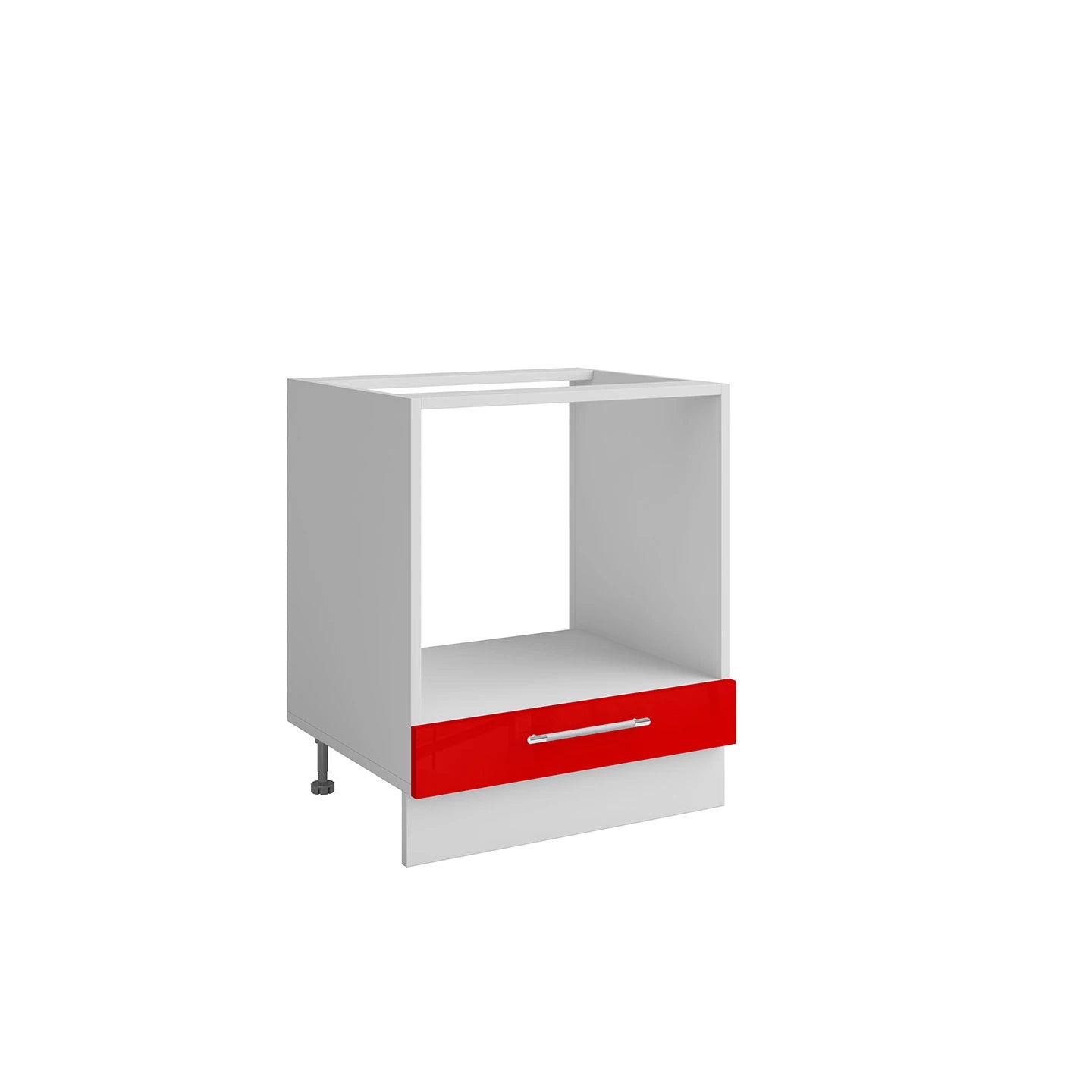 Meuble bas cuisine pour four encastrable + tiroir rouge laqué L 60 x H 72 cm ( Partie haut non couvert )