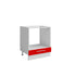 Meuble bas cuisine pour four encastrable + tiroir rouge laqué L 60 x H 72 cm ( Partie haut non couvert )