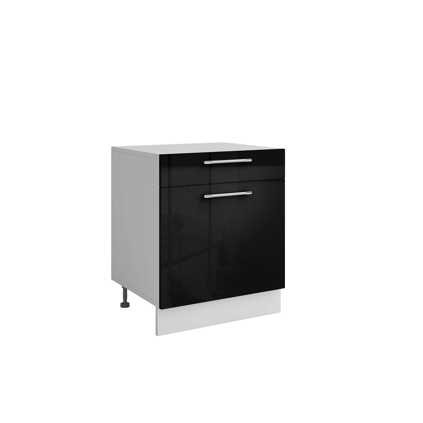 Bas L60xH72 noir laqué - 1 porte 1 tiroir coulissant  ( Partie haut non couvert )