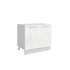 Meuble de cuisine bas blanc laqué 2 portes 1 étagère L 80 x H 72 cm