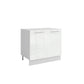 Meuble de cuisine bas blanc laqué 2 portes 1 étagère L 80 x H 72 cm