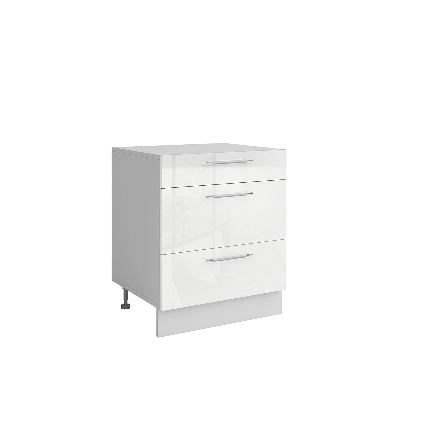 Meuble de cuisine casserolier 3 tiroirs blanc laqué L 60 x H 72 cm ( Partie haut non couvert )