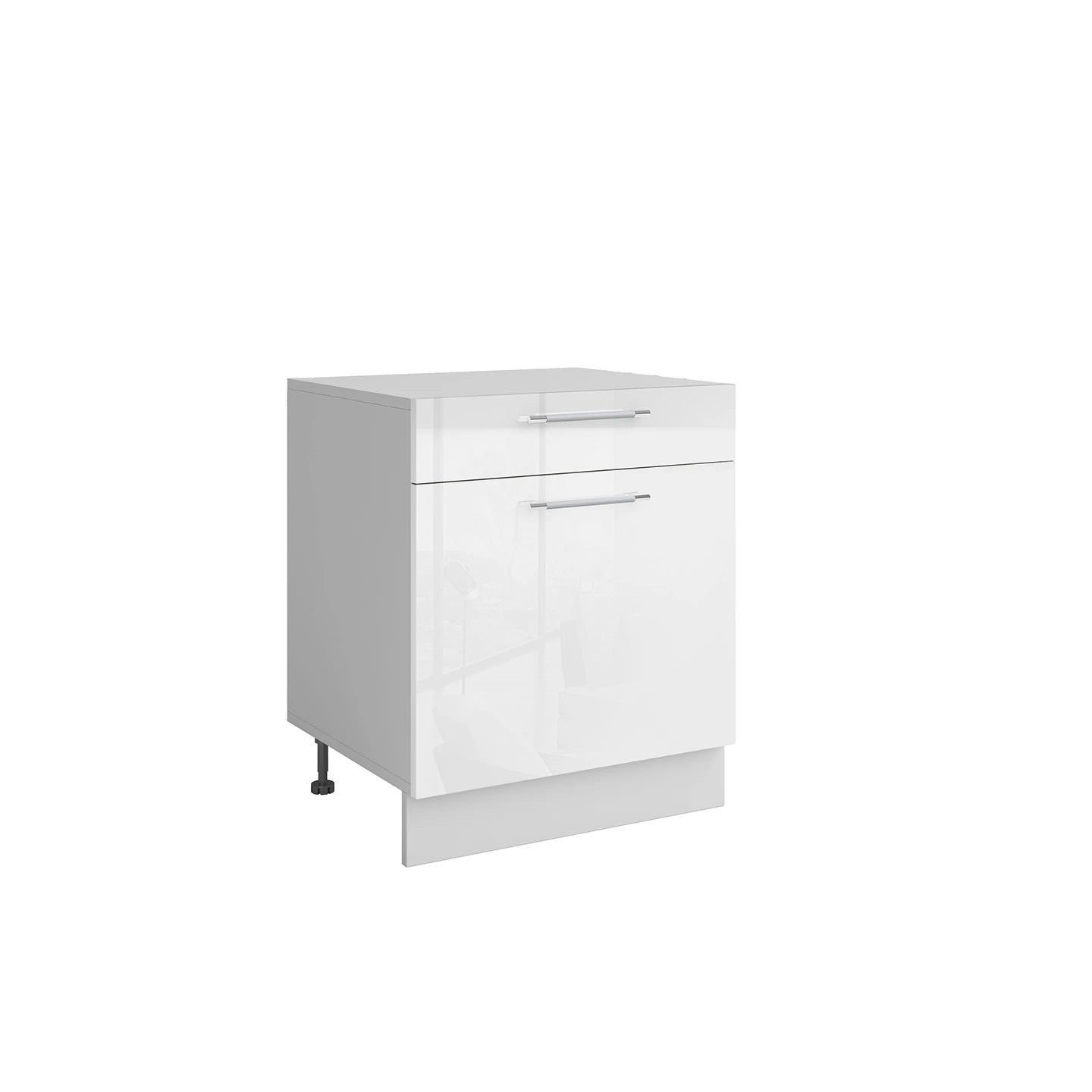 Bas L60xH72 blanc laqué - 1 porte 1 tiroir coulissant  ( Partie haut non couvert )