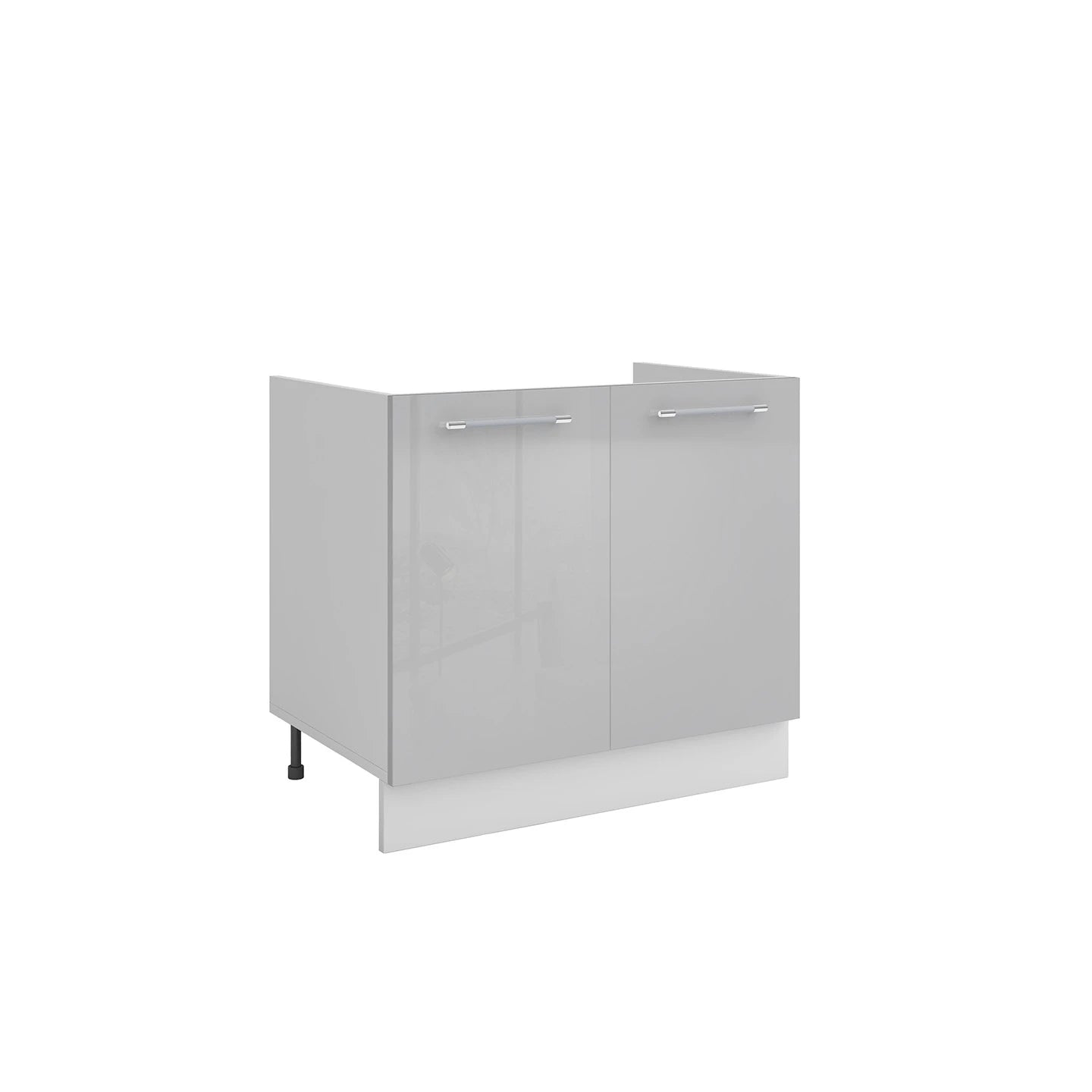 Meuble de cuisine sous évier gris laqué 2 portes L 80 x H 72 cm 
