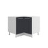 Meuble de cuisine bas d'angle gris anthracite 2 portes 1 étagères L 90 x 90 x H 72 cm ( Partie haut non couvert )