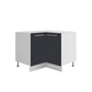 Meuble de cuisine bas d'angle gris anthracite 2 portes 1 étagères L 90 x 90 x H 72 cm ( Partie haut non couvert )