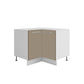 Meuble de cuisine bas d'angle sable mat 2 portes 1 étagères L 90 x 90 x H 72 cm ( Partie haut non couvert )
