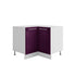 Meuble d'angle de cuisine aubergine laqué 2 portes 1 étagères L 90 x 90 x H 72 cm